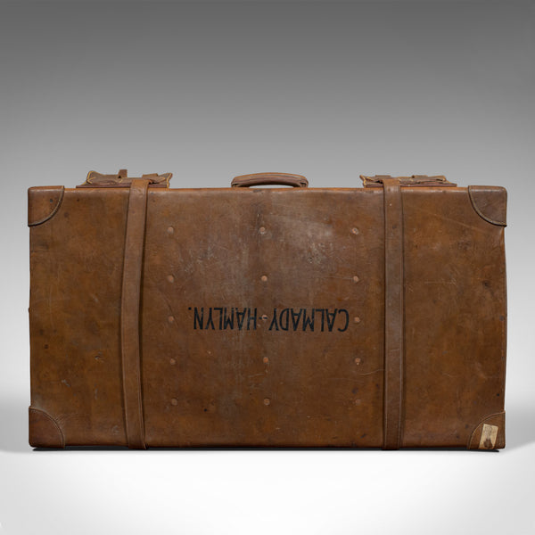 Very Large Antique Travel Suitcase, English, Leather, Steamer, Shipping Trunk - London Fine Antiques