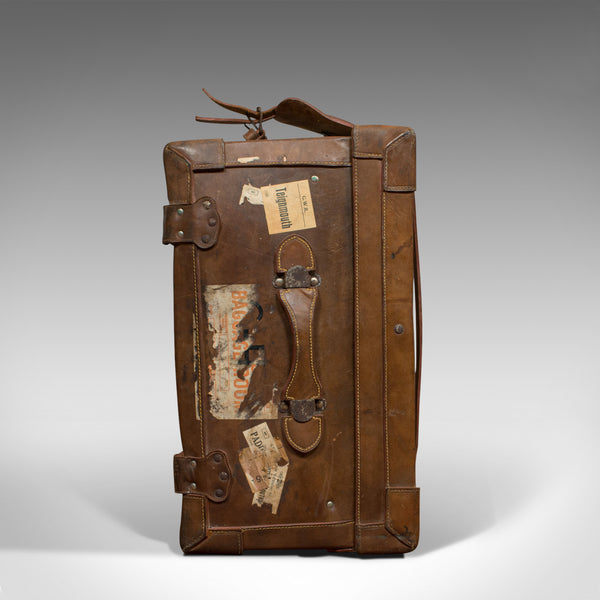 Very Large Antique Travel Suitcase, English, Leather, Steamer, Shipping Trunk - London Fine Antiques