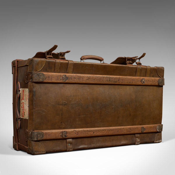 Very Large Antique Travel Suitcase, English, Leather, Steamer, Shipping Trunk - London Fine Antiques
