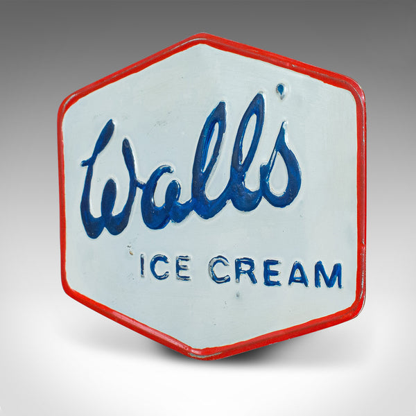 Vintage Wall's Ice Cream Sign, English, Alloy, Advertisement, Plate, Circa 1950