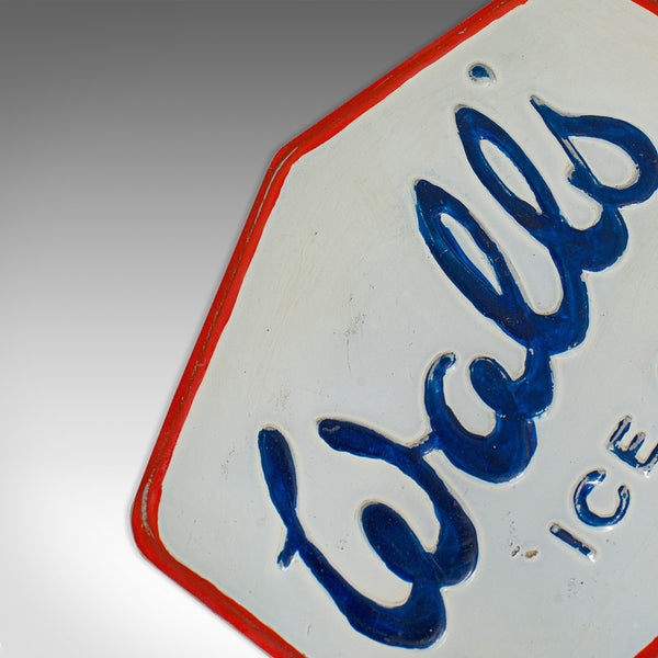 Vintage Wall's Ice Cream Sign, English, Alloy, Advertisement, Plate, Circa 1950