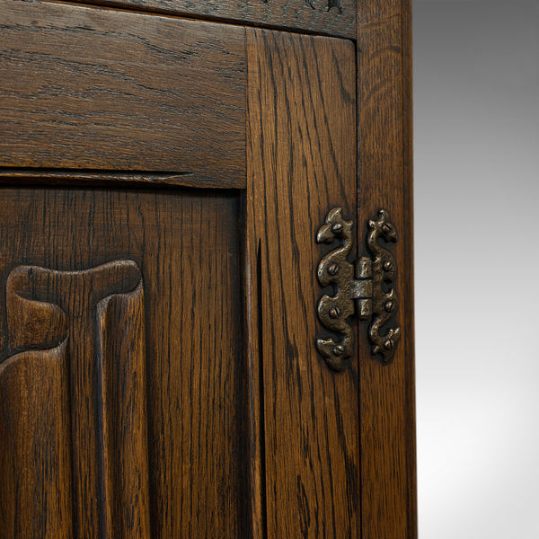 Vintage Ipswich Wardrobe, English, Oak, Four Panel Cupboard, Art Deco, C.1930