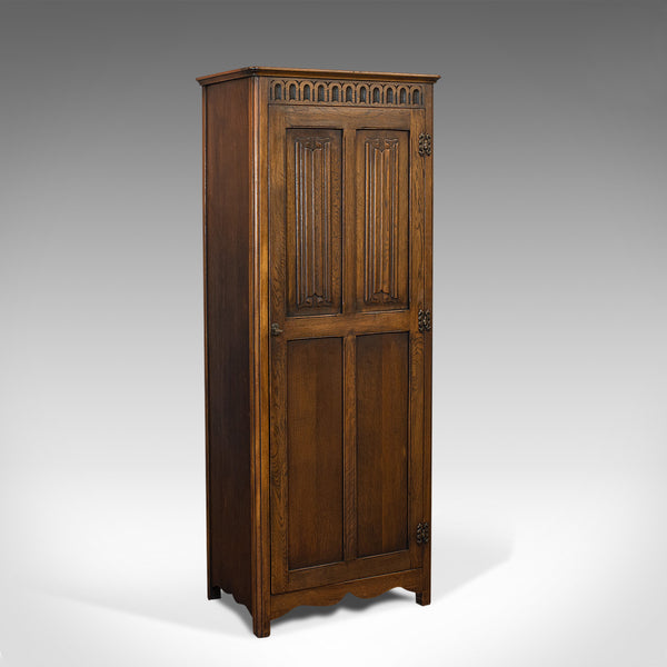 Vintage Ipswich Wardrobe, English, Oak, Four Panel Cupboard, Art Deco, C.1930