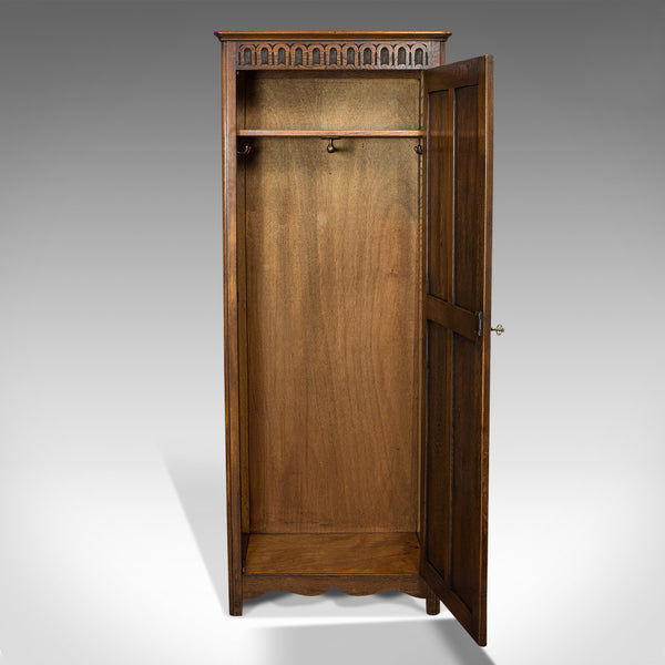 Vintage Ipswich Wardrobe, English, Oak, Four Panel Cupboard, Art Deco, C.1930