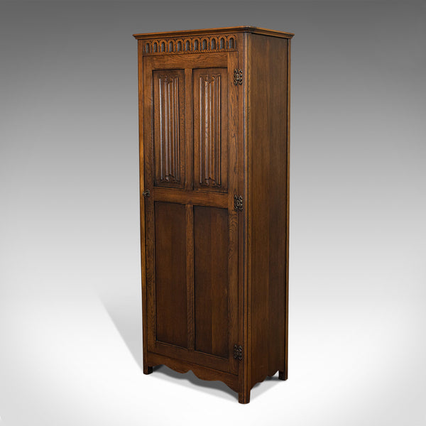 Vintage Ipswich Wardrobe, English, Oak, Four Panel Cupboard, Art Deco, C.1930