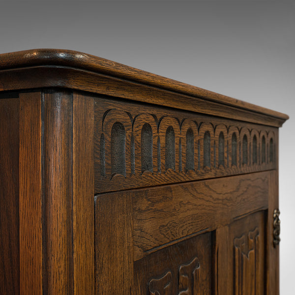 Vintage Ipswich Wardrobe, English, Oak, Four Panel Cupboard, Art Deco, C.1930