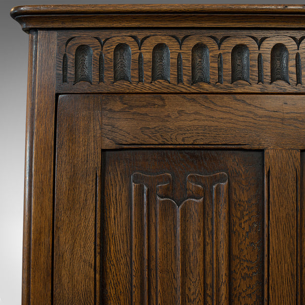 Vintage Ipswich Wardrobe, English, Oak, Four Panel Cupboard, Art Deco, C.1930