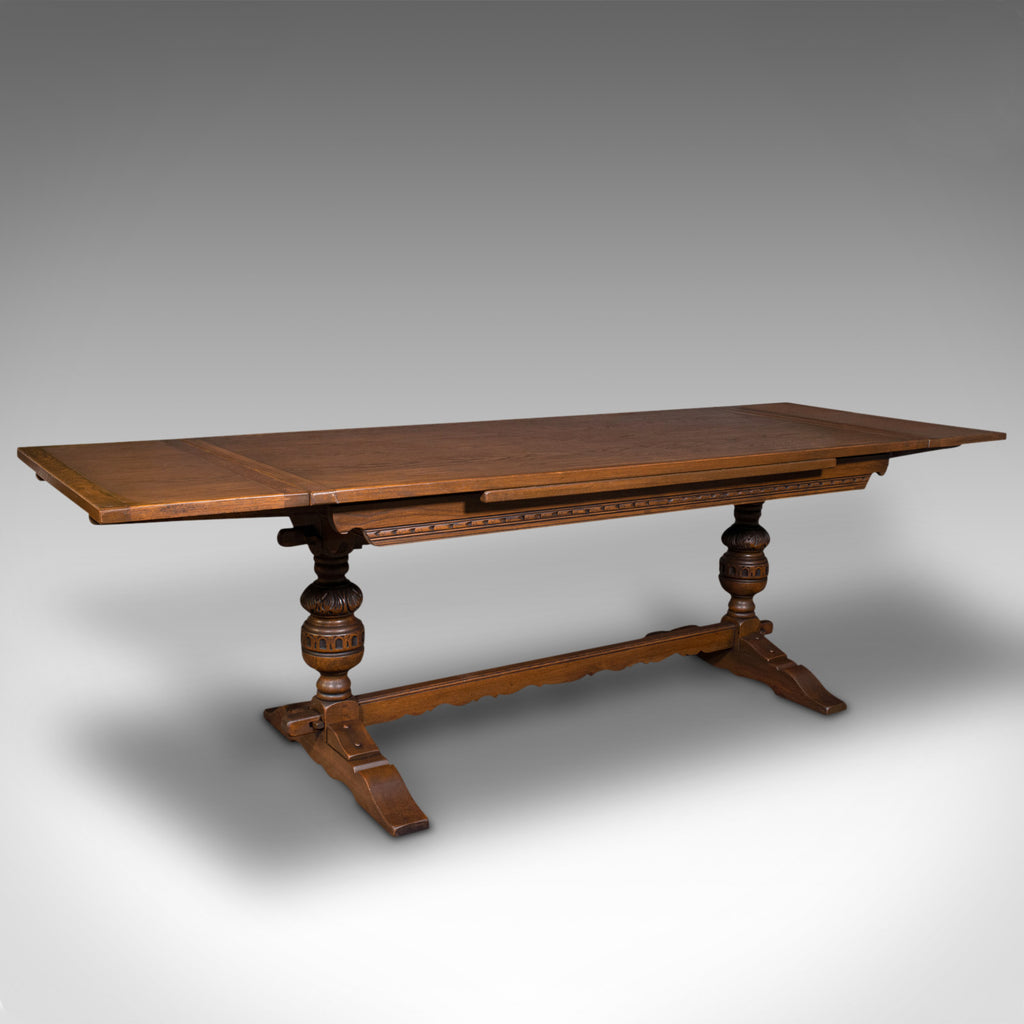 Antique Extending Dining Table, English, Oak, 6-8 Seat, Country House, Edwardian