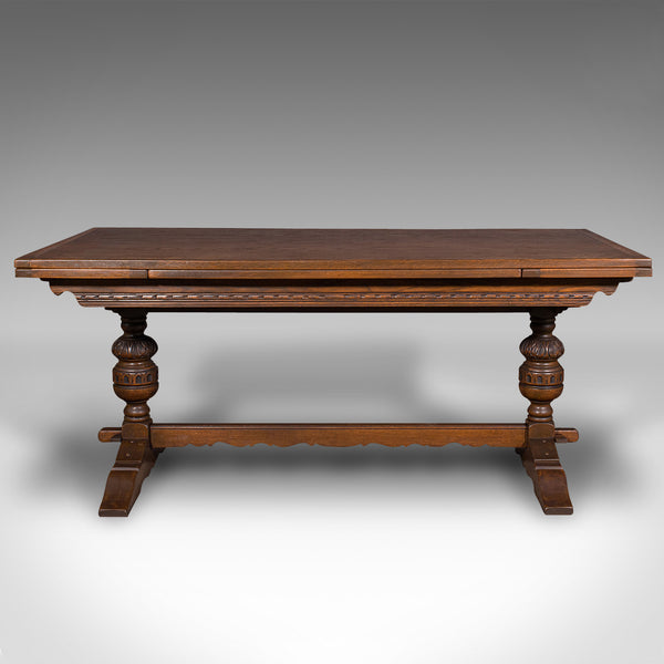 Antique Extending Dining Table, English, Oak, 6-8 Seat, Country House, Edwardian