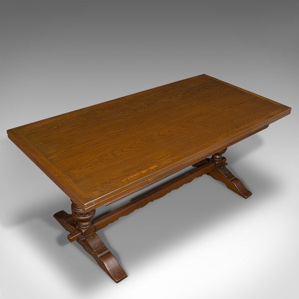 Antique Extending Dining Table, English, Oak, 6-8 Seat, Country House, Edwardian