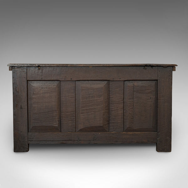 Antique Coffer, English, Oak, 3 Panel, Linen Chest, Trunk, William III, C.1700