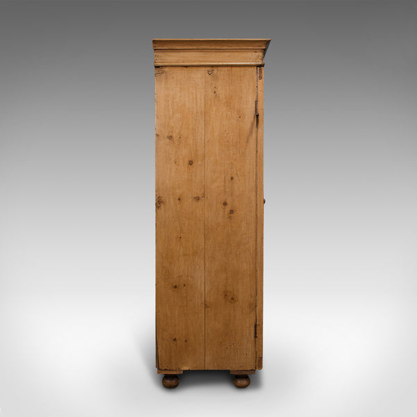 Antique Three Panel Wardrobe, English, Pine, Cupboard, Closet, Victorian, C.1900