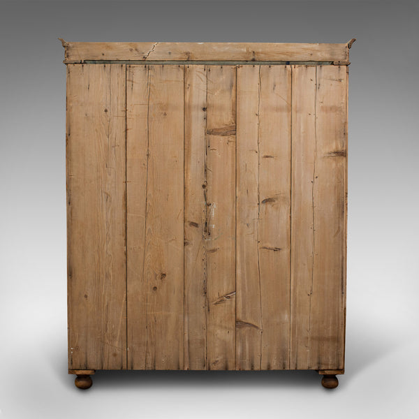 Antique Three Panel Wardrobe, English, Pine, Cupboard, Closet, Victorian, C.1900