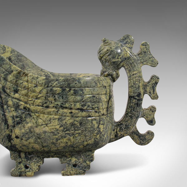 Small Antique Libation Cup, Oriental, Soapstone, Ceremonial, Pouring Jug, C.1900