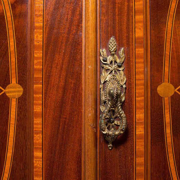 Antique Gentleman's Triple Wardrobe, English, Mahogany, Cabinet, Victorian, 1880
