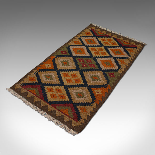 Small Vintage Maimana Kilim Rug, Middle Eastern, Woven, Prayer Mat, Circa 1960