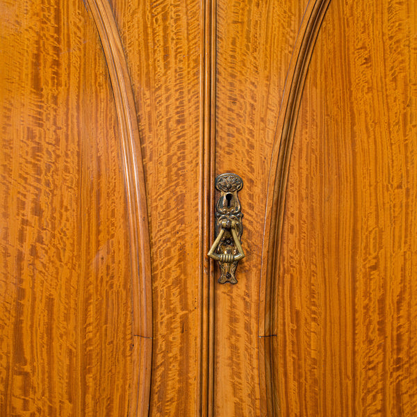 Antique Master Bedroom Wardrobe, Satinwood, Cupboard, Maple And Co, Edwardian