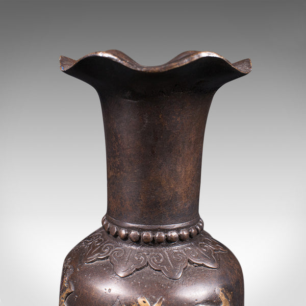 Small Antique Posy Vase, Chinese, Bronze, Decorative Flower Urn, Victorian, 1900