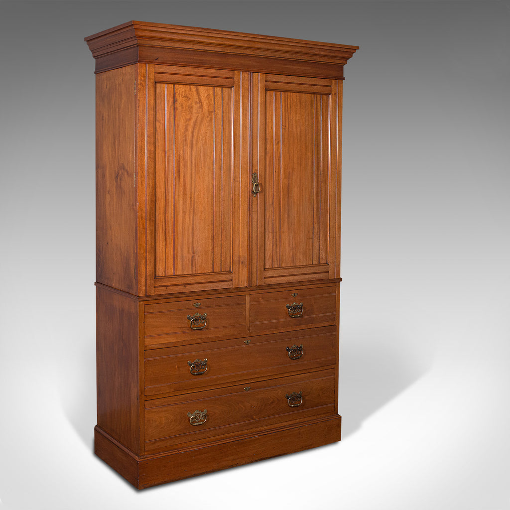 Antique Linen Press Cupboard, English, Walnut, Cabinet, London, Victorian, 1890