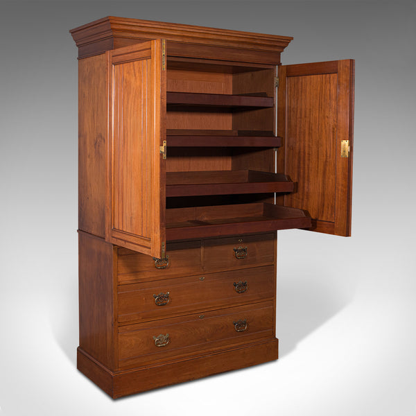 Antique Linen Press Cupboard, English, Walnut, Cabinet, London, Victorian, 1890