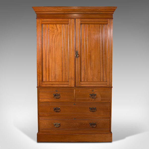 Antique Linen Press Cupboard, English, Walnut, Cabinet, London, Victorian, 1890