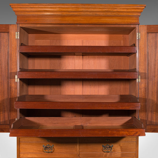 Antique Linen Press Cupboard, English, Walnut, Cabinet, London, Victorian, 1890