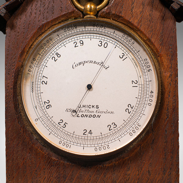 Antique Barometer Altimeter, English, Explorer's Instrument, Hicks, Victorian
