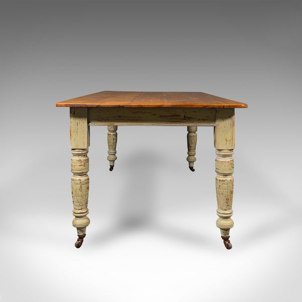 Antique Farmhouse Table, English, Pine, 6 Seat, Dining, Kitchen, Victorian, 1900