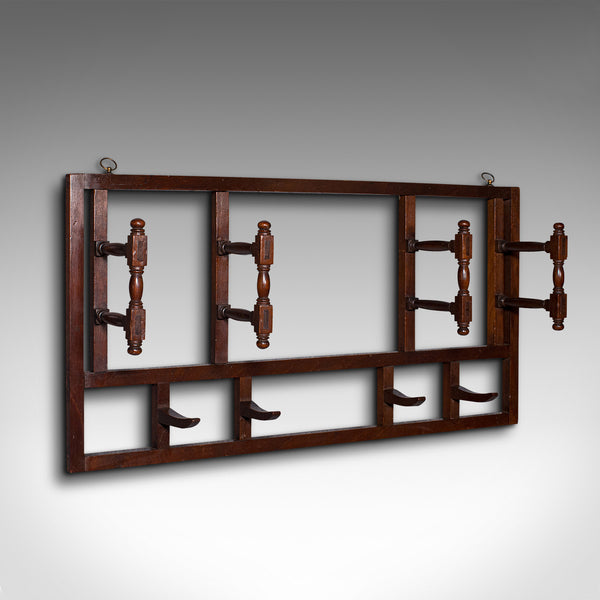 Antique Mounted Coat Rack, English, Folding, Hall, Hanger, Hat, Scarf, Edwardian