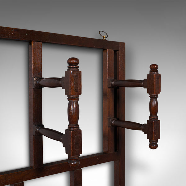 Antique Mounted Coat Rack, English, Folding, Hall, Hanger, Hat, Scarf, Edwardian