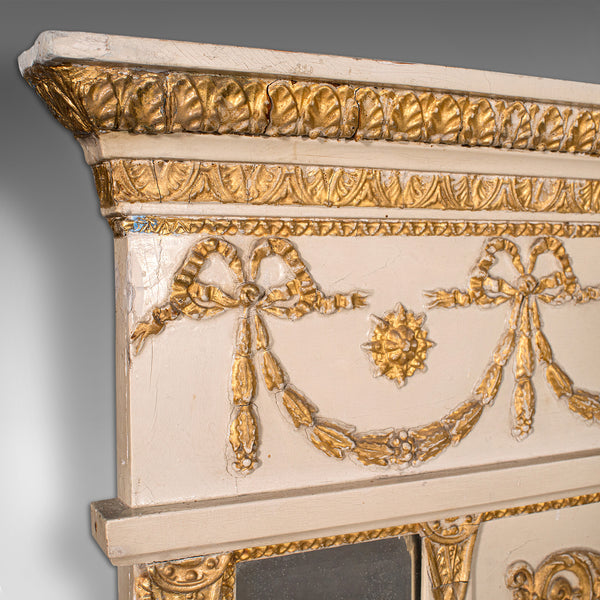 Antique Overmantle Mirror, Italian, Triptych, Fireplace, Late Victorian, C.1900