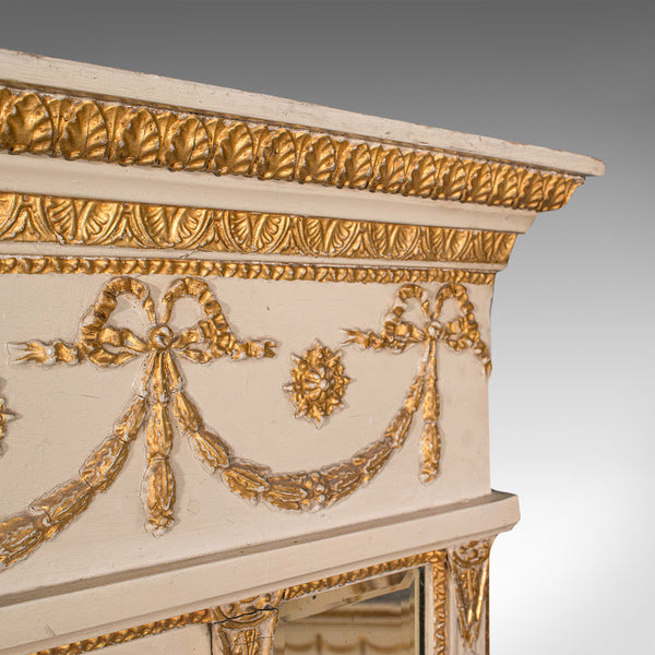 Antique Overmantle Mirror, Italian, Triptych, Fireplace, Late Victorian, C.1900