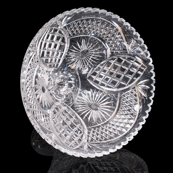 Large Vintage Fruit Bowl, English, Crystal, Cut Glass, Centrepiece Dish, C.1950