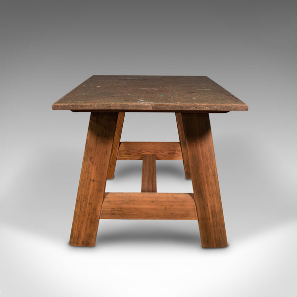 Large Antique Artist's Bench, English, Patina, 6 Seat, Kitchen, Desk, Edwardian