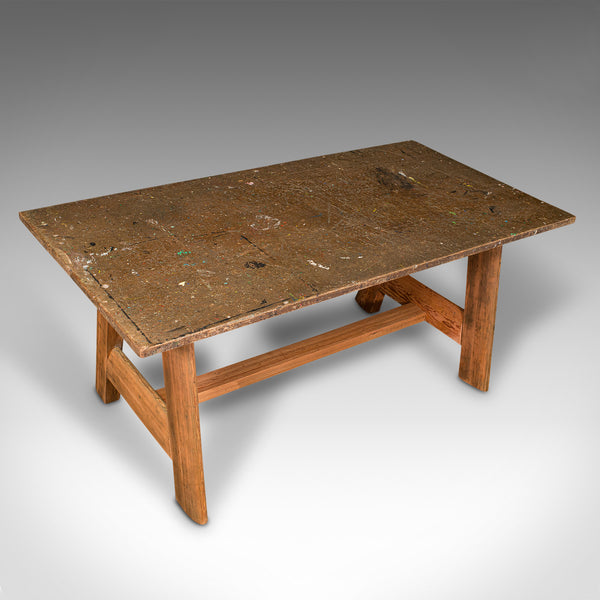 Large Antique Artist's Bench, English, Patina, 6 Seat, Kitchen, Desk, Edwardian