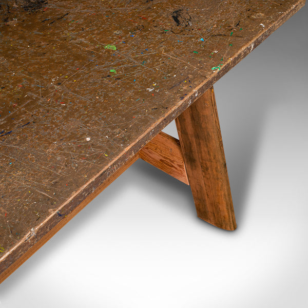 Large Antique Artist's Bench, English, Patina, 6 Seat, Kitchen, Desk, Edwardian