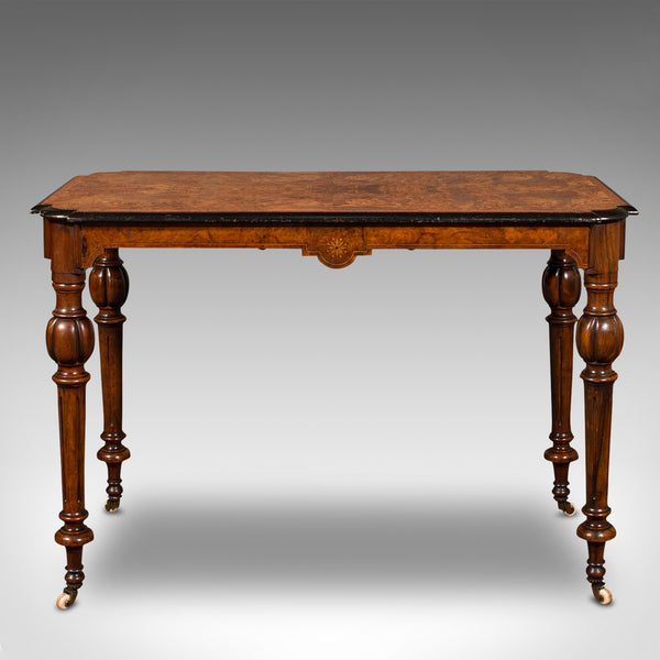 Antique Marquetry Centre Table, English, Walnut, Inlaid, Side, Hall, Victorian