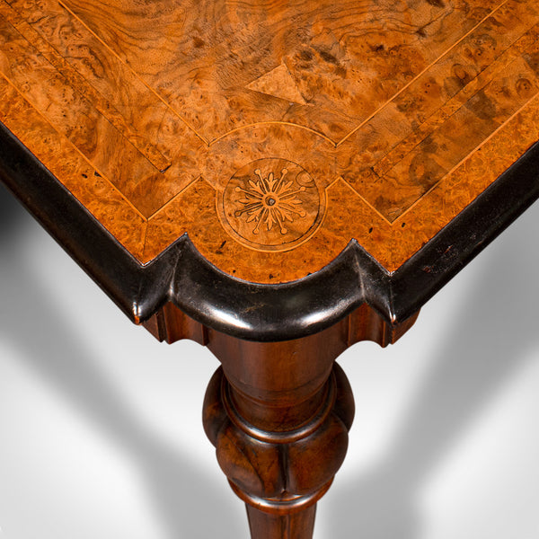 Antique Marquetry Centre Table, English, Walnut, Inlaid, Side, Hall, Victorian