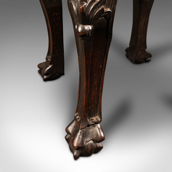 Small Antique Lamp Table, Chinese, Marble, Wine, Vase Stand, Victorian, C.1900