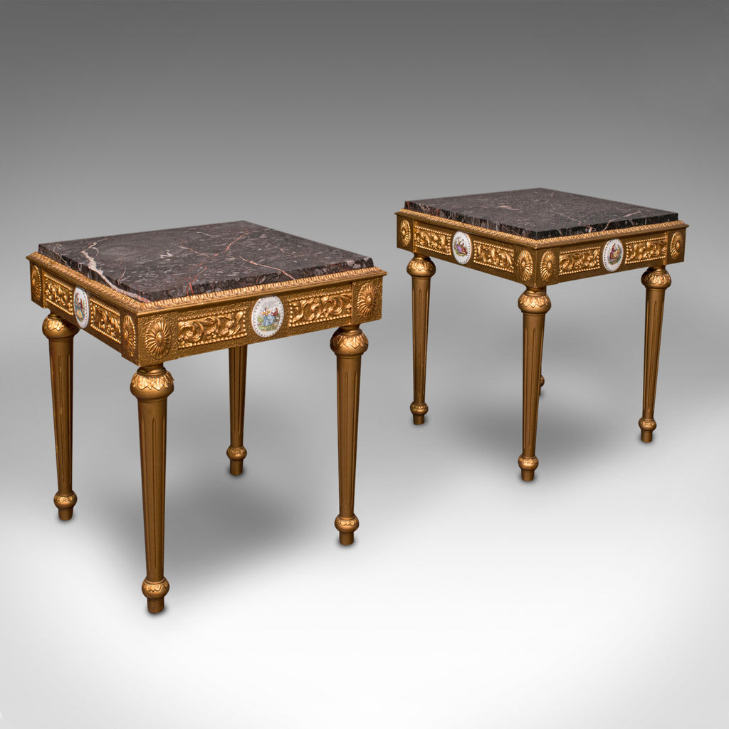 Pair Of Vintage Bedside Tables, Continental, Giltwood, Side, Lamp, Nightstand