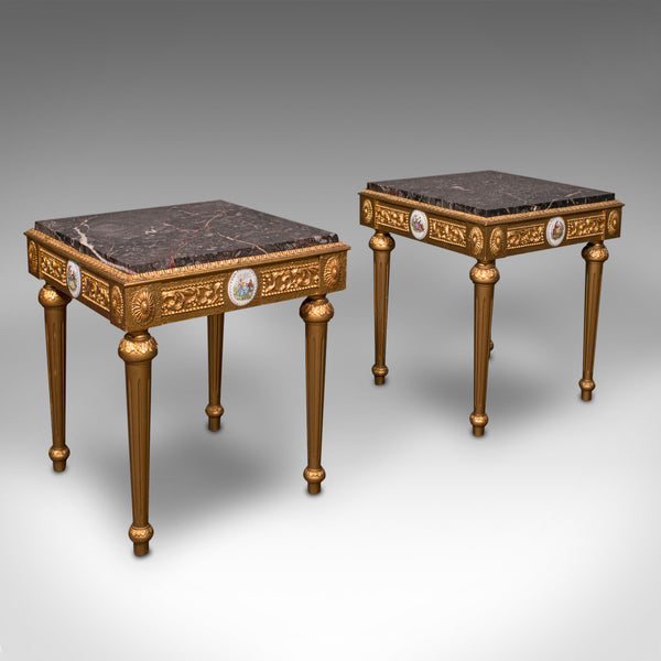 Pair Of Vintage Bedside Tables, Continental, Giltwood, Side, Lamp, Nightstand