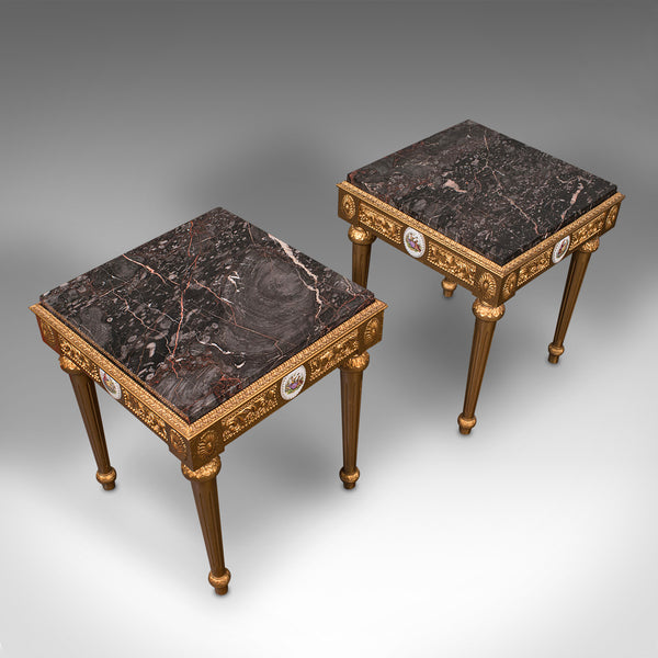 Pair Of Vintage Bedside Tables, Continental, Giltwood, Side, Lamp, Nightstand