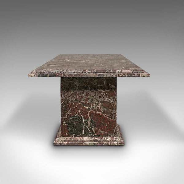 Large Vintage Coffee Table, English, Heavy Marble, Pedestal, Bench, Circa 1980