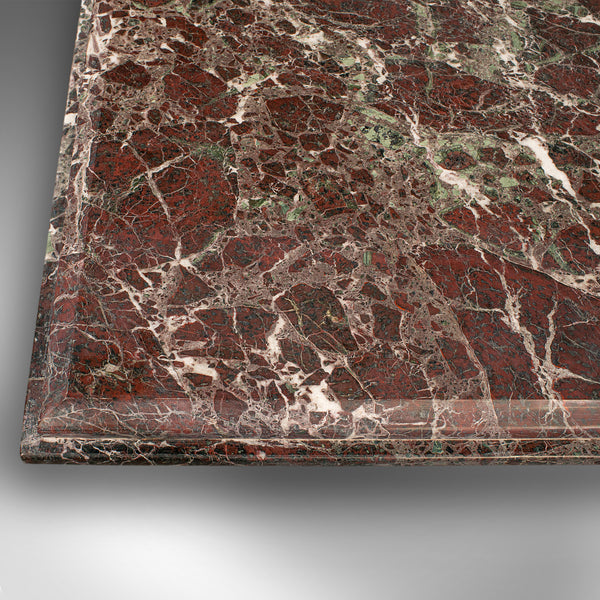 Large Vintage Coffee Table, English, Heavy Marble, Pedestal, Bench, Circa 1980