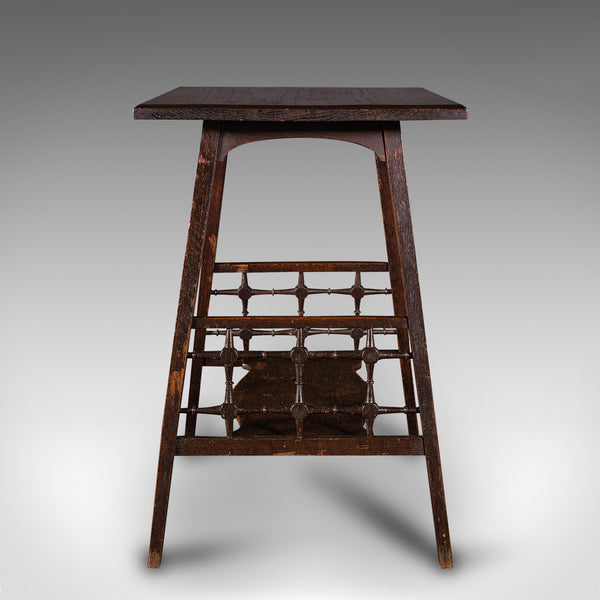 Antique Occasional Table, English, Oak, Side, Lamp, After Liberty, Victorian