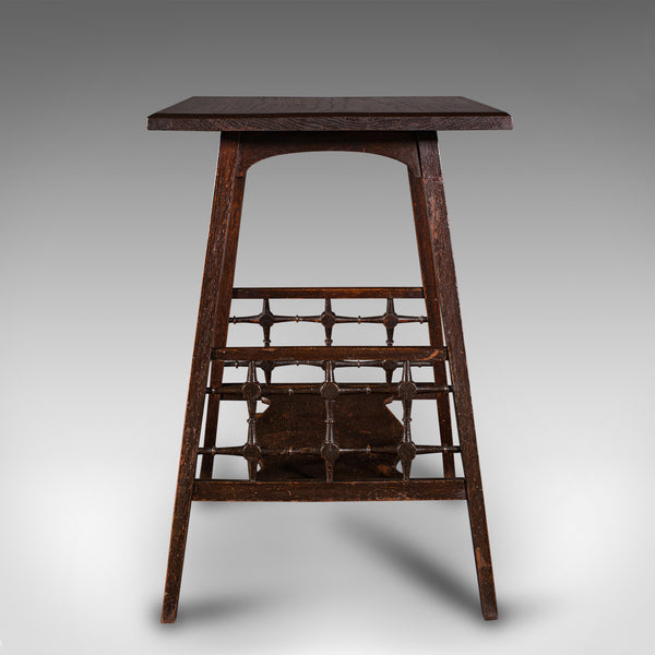 Antique Occasional Table, English, Oak, Side, Lamp, After Liberty, Victorian