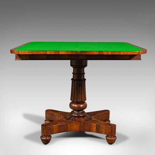 Antique Fold-Over Card Table, English, Games, Console, William IV, Circa 1835