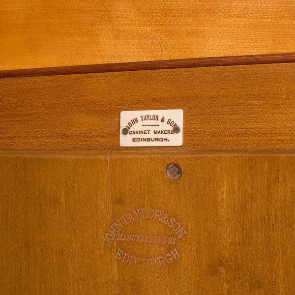 7' 3" Antique Triple Wardrobe, Scottish, Satinwood, Taylor and Sons, Victorian