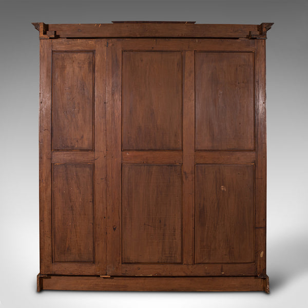 7' 3" Antique Triple Wardrobe, Scottish, Satinwood, Taylor and Sons, Victorian