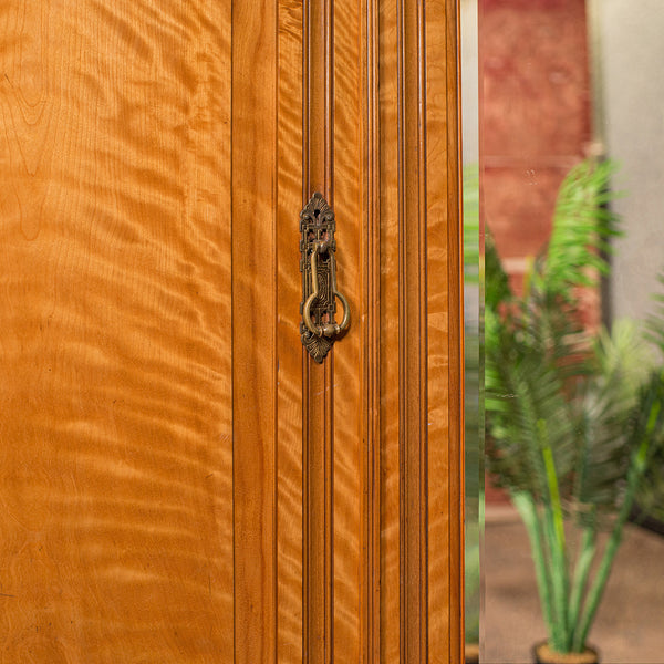 7' 3" Antique Triple Wardrobe, Scottish, Satinwood, Taylor and Sons, Victorian